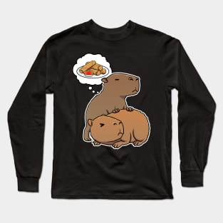 Capybara hungry for Spring Rolls Long Sleeve T-Shirt
